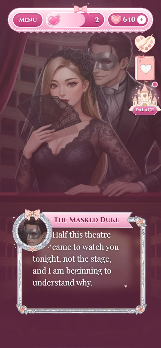 A story scene with a character speaking