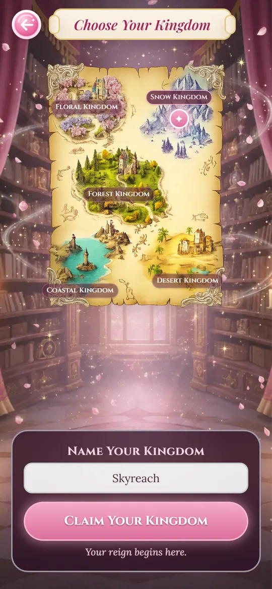The kingdom map with a snow realm chosen