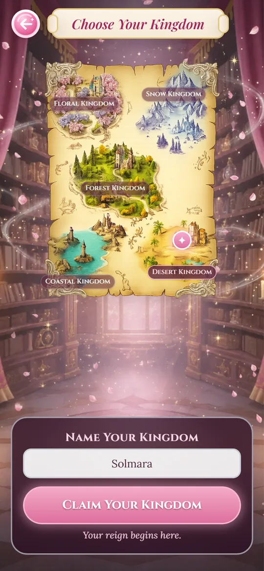 Choosing a kingdom on the map